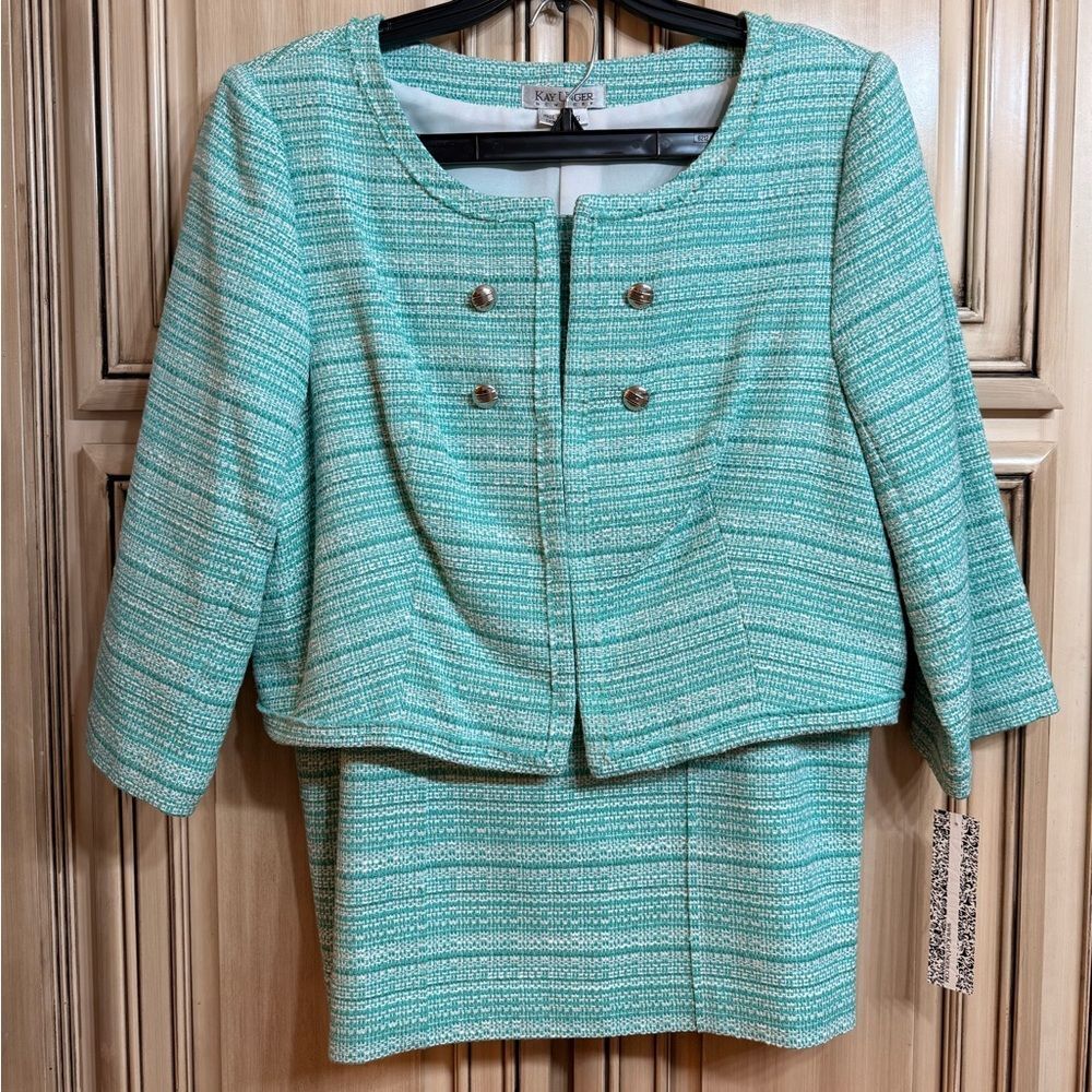 Kay Unger Aqua Skirt Set
